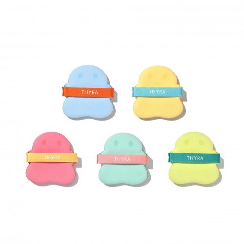 Thyra Puff Guaiguai Macaron Sponge Air Cushion Wet Dry Dual-Use Makeup No Powder 5 pcs 昙雅乖乖崽气垫粉扑粉底散粉海绵粉扑不吃粉干湿两用5枚装