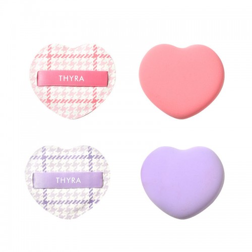 Thyra Puff Sponge Soft No Powder Beauty Egg Wet Dry Heart 2pcs 昙雅小确幸爱心粉扑海绵扑柔软不吃粉美妆蛋干湿两用2只装