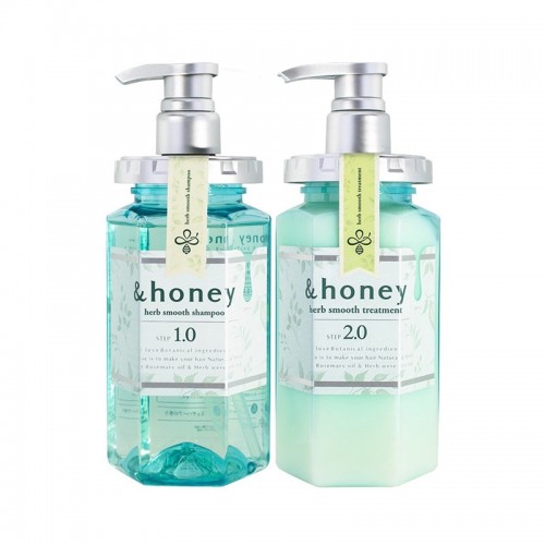 Japan &Honey Herb Smooth Shampoo&Conditioner Botanical Essence Scalp Treatment Oil Control 440ml/445g 日本安蒂花子植物精粹头皮护理控油蓬松洗发水护发素