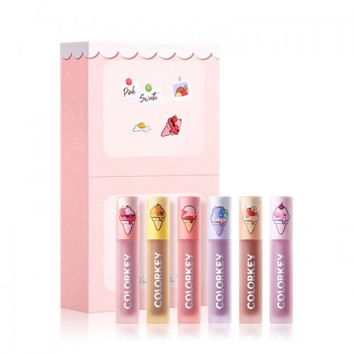 Colorkey Summer Ice Cream Series Mini Lip Gloss Set 6pcs 1g*6 珂拉琪冰淇淋水光唇釉迷你六只口红套盒