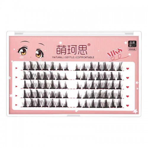 MKS Thick and Natural-looking Segmented Cluster Eyelashes with Extended Tail for a 'Little Devil' Effect 萌珂思浓密自然仿真单簇分段式眼尾加长小恶魔假睫毛 1box