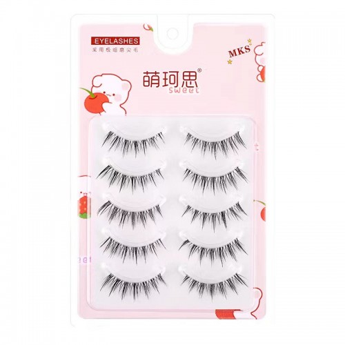 MKS Fine Transparent-Stem Natural Fiber Long Little Devil Style False Eyelashes 萌珂思细透明梗自然纤长小恶魔款假睫毛1 box