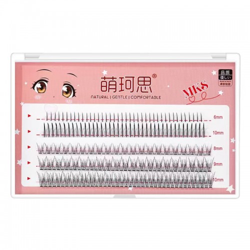 MKS Natural Imitation Mermaid Tail Feather Single Cluster False Eyelashes 萌珂思自然仿真鱼尾仙子毛单簇假睫毛 1 box