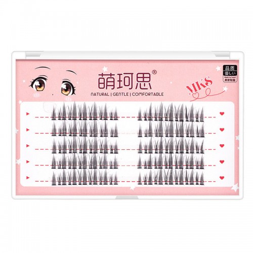 MKS Fishtail Natural Single-Cluster Fairy Hair Segmented Little Devil Style False Eyelashes 萌珂思鱼尾自然单簇仙子毛分段小恶魔款假睫毛 1 box