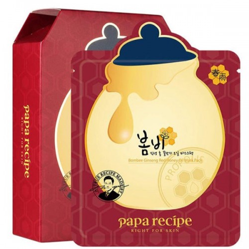 Papa Recipe Chunyu Red Ginseng Essential Oil Honey Mask 20g*10Pcs 春雨春雨红参精油蜂蜜面膜